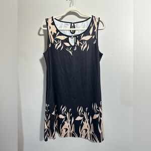 NWT ETCYY Women’s L Black And Tan Floral Printed Sleeveless Dress